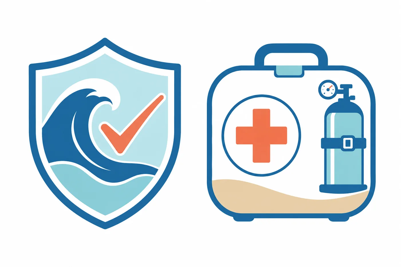 Illustration: icons for prefectural certification and the medical oxygen network