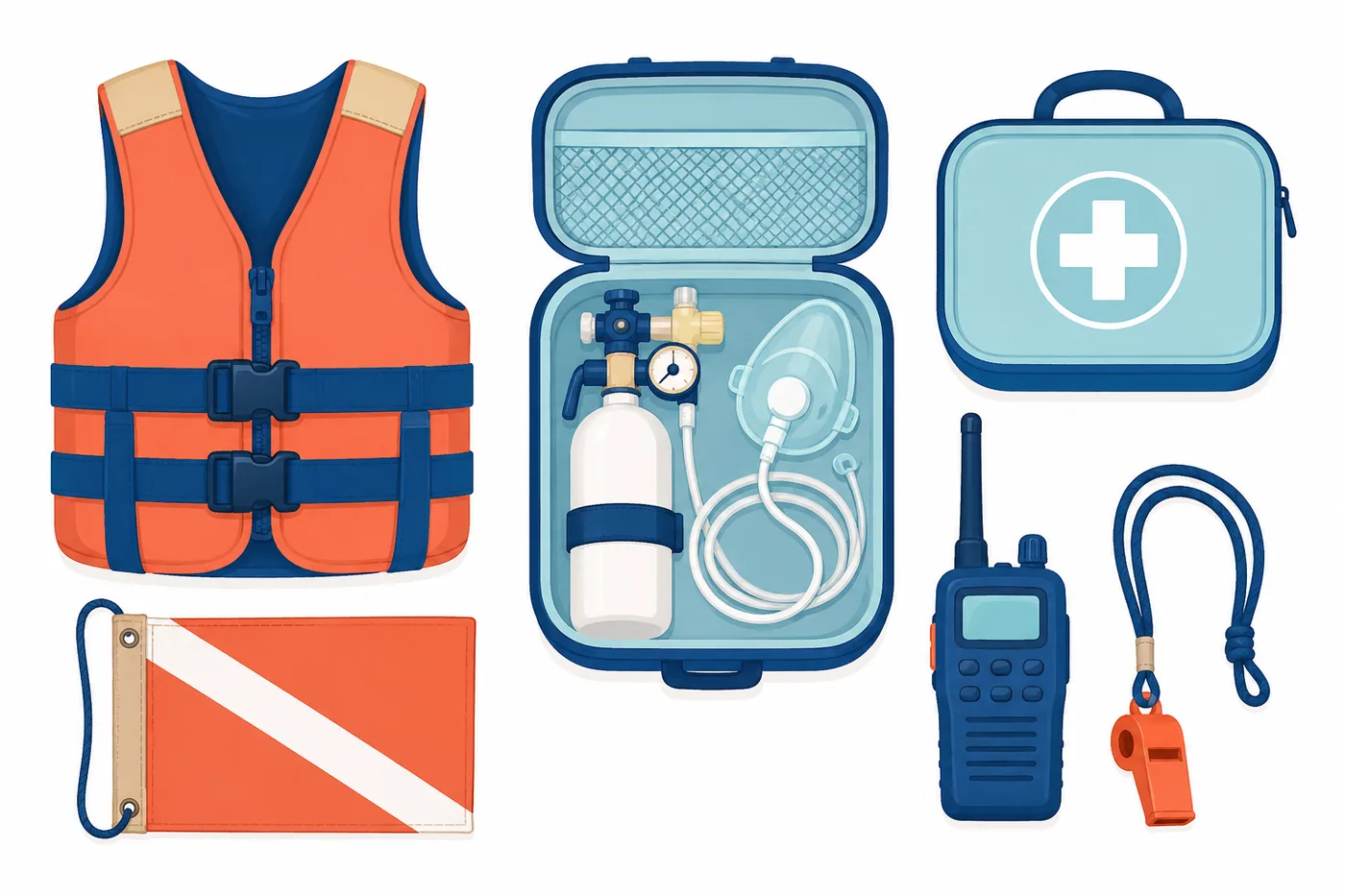 Illustration: safety equipment to ask about before booking a marine tour